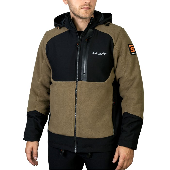 Куртка флисовая водонепронецаемая коричневая 562-WS-13